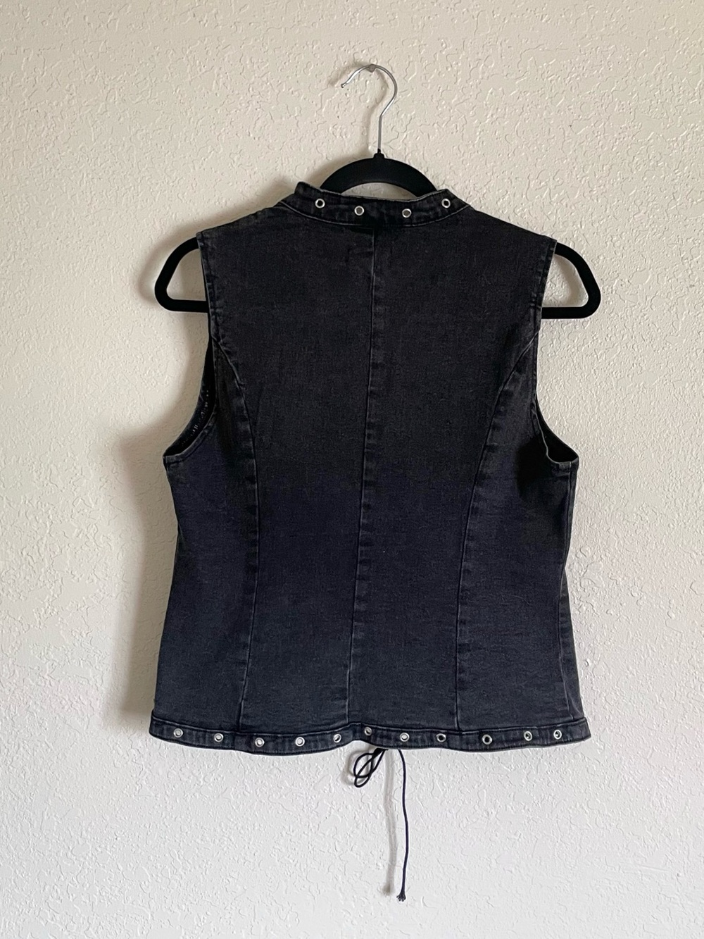 Fashion Nova Black That Girl Lace Up Denim Top - Picture 3 of 8